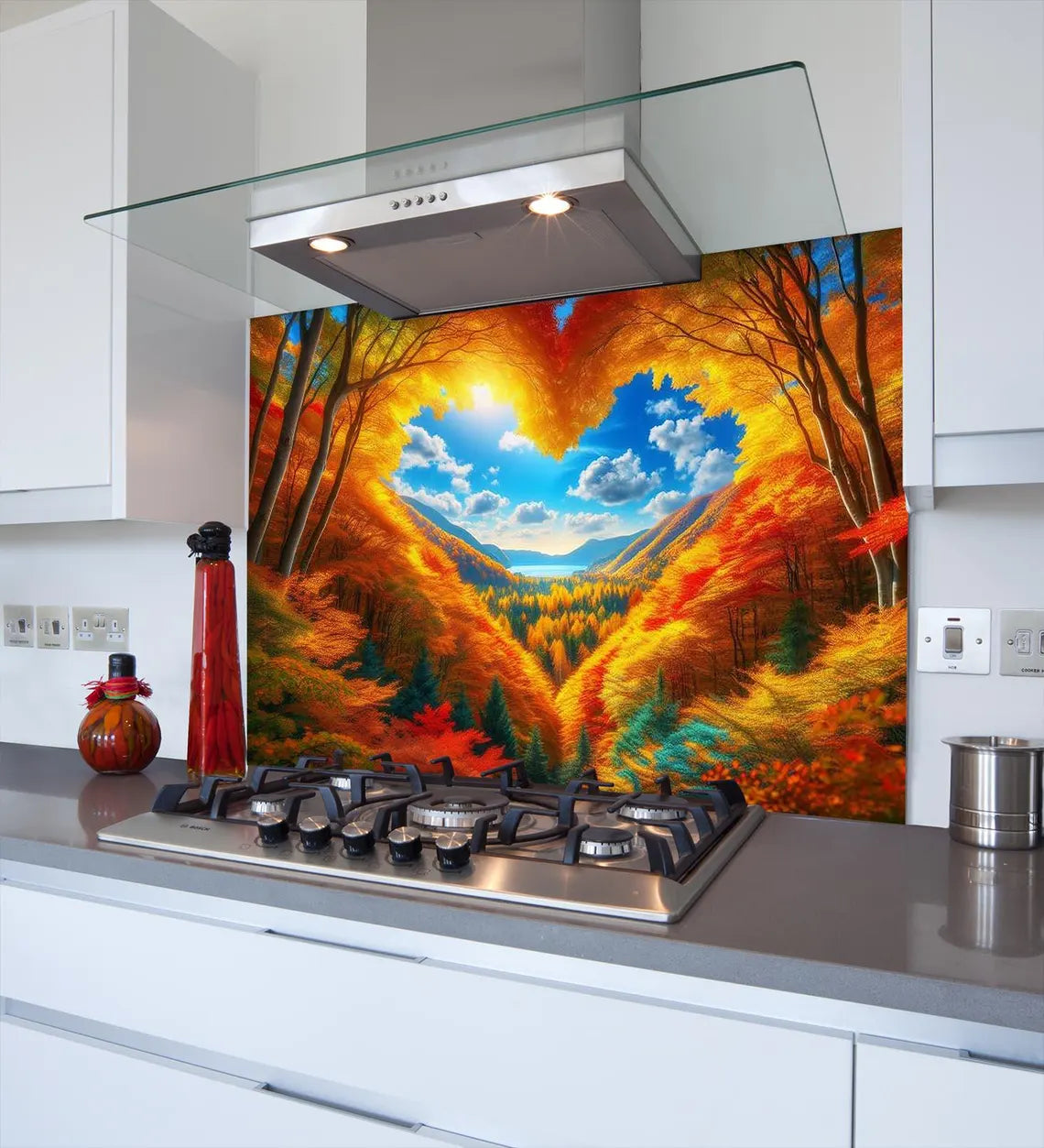 Heart Clouds Glass Splashback