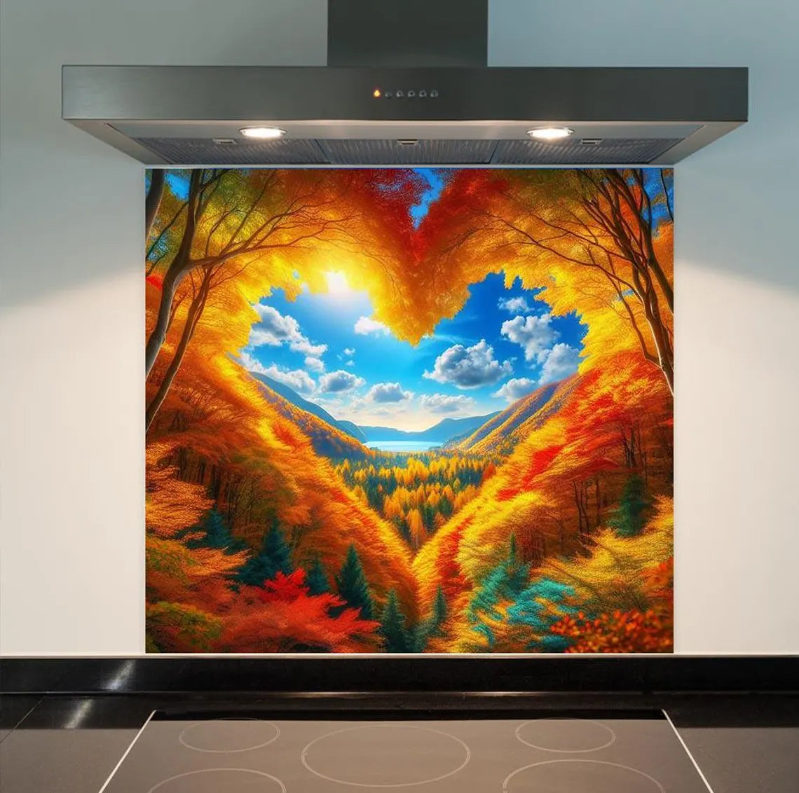 Heart Clouds Glass Splashback