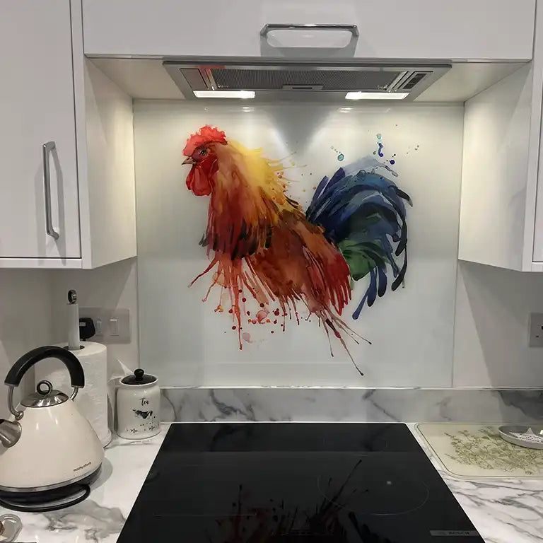 Cockerel Printed Kitchen Glass Splashback 