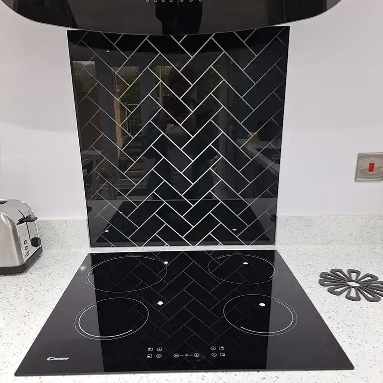 Geometric Tile Printed Glass Splashback