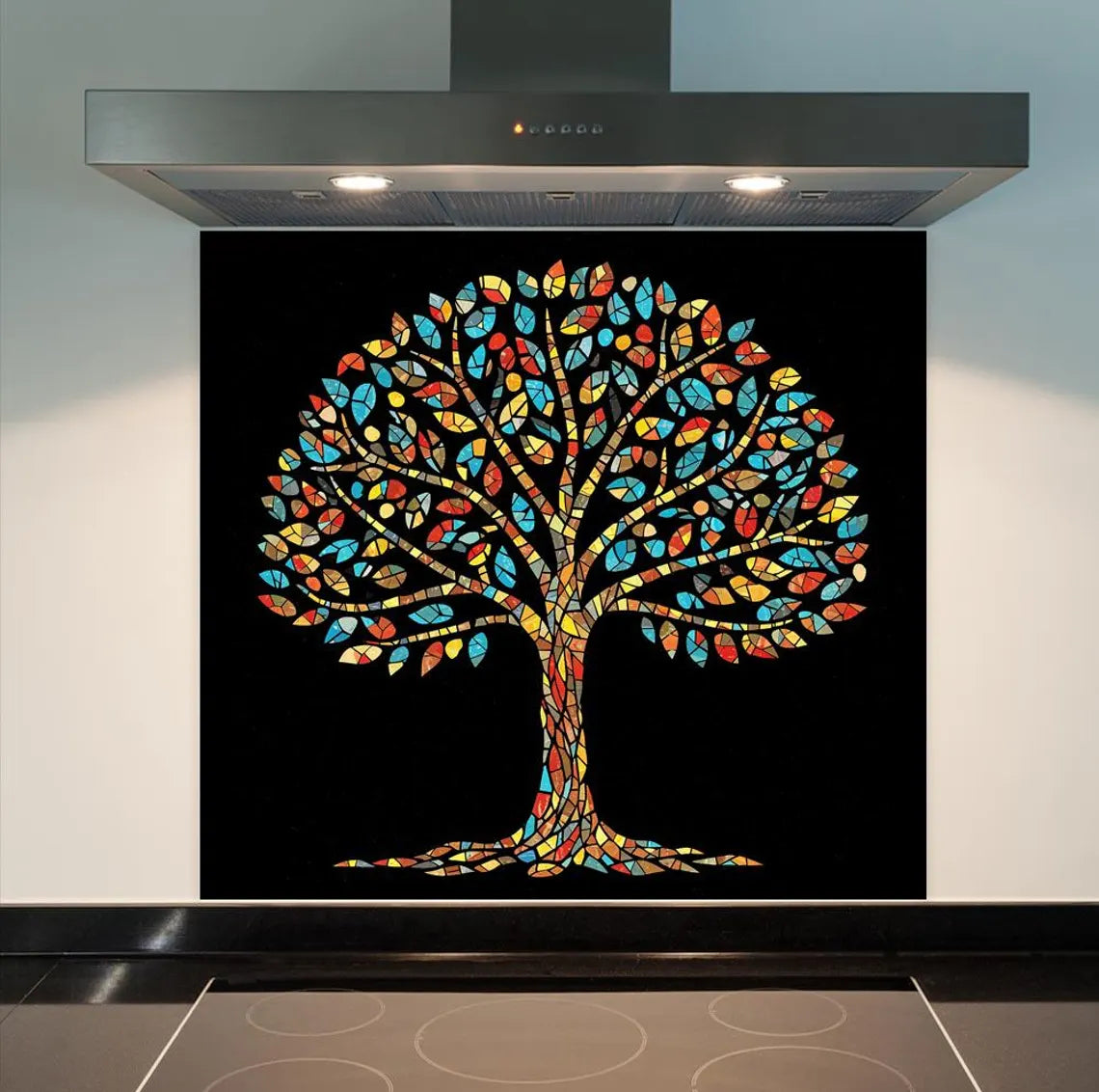 Mosaic Tree Glass Splashback