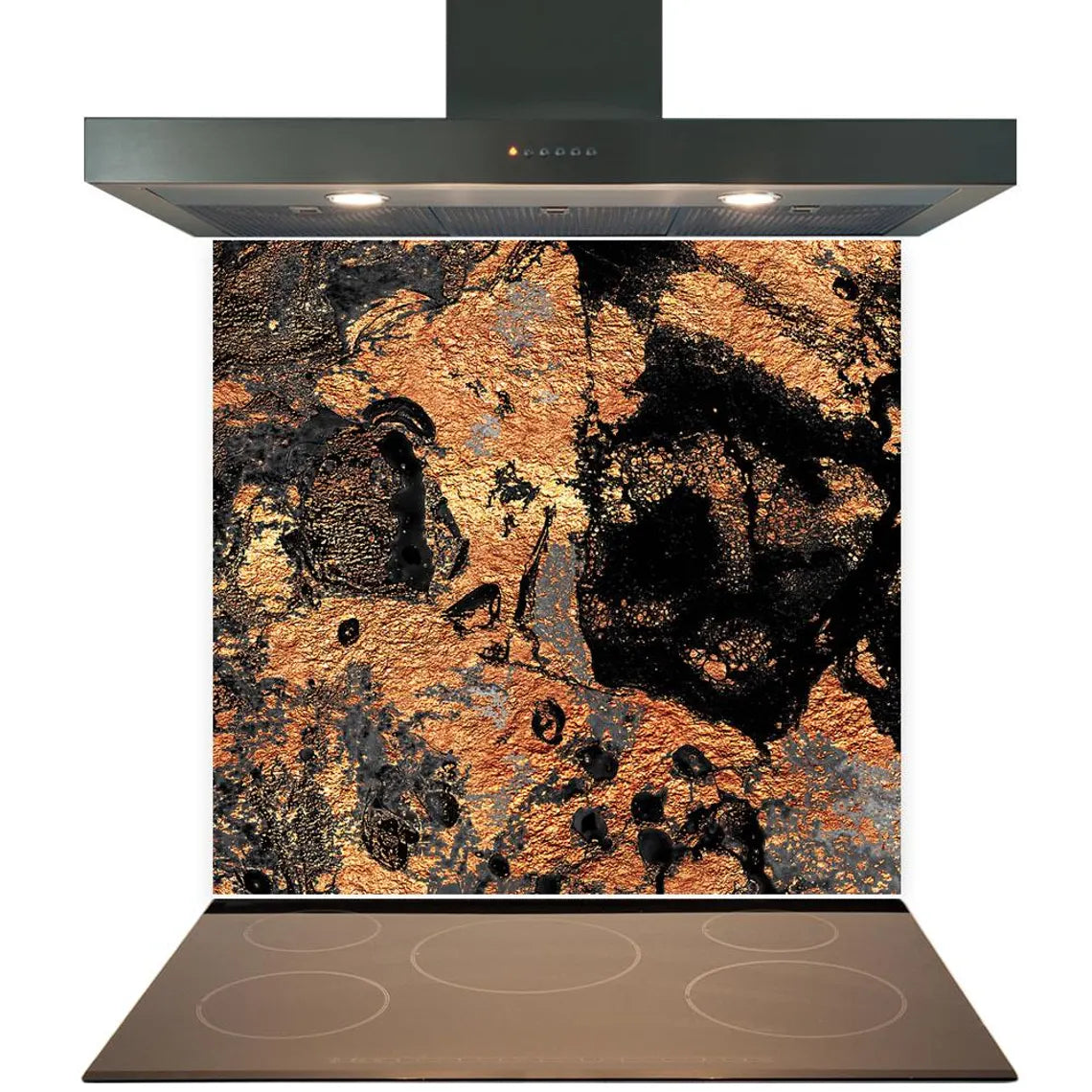 Mottled Copper Glass Splashback