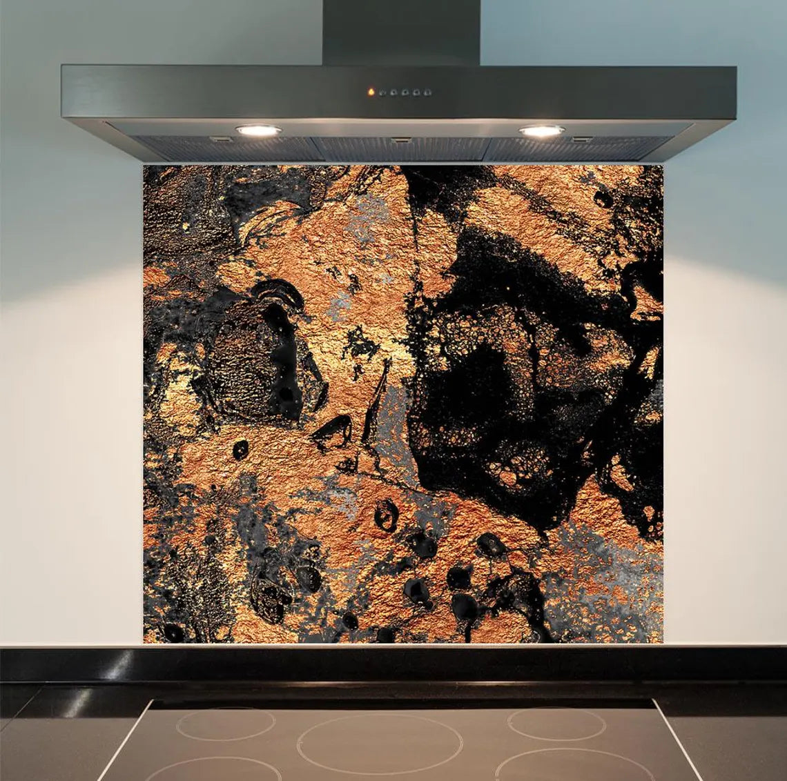 Mottled Copper Glass Splashback