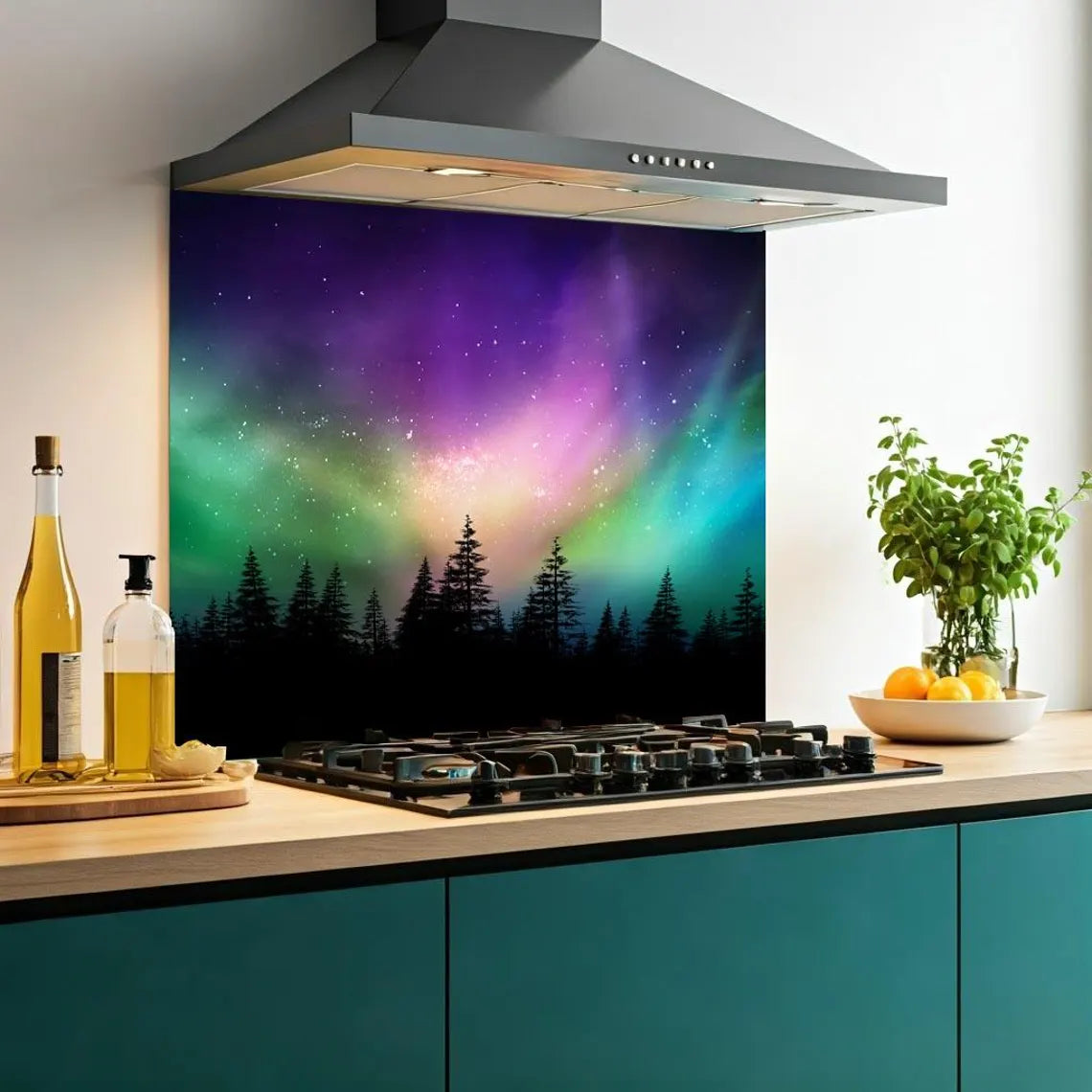 Northern Lights Glass Splashback