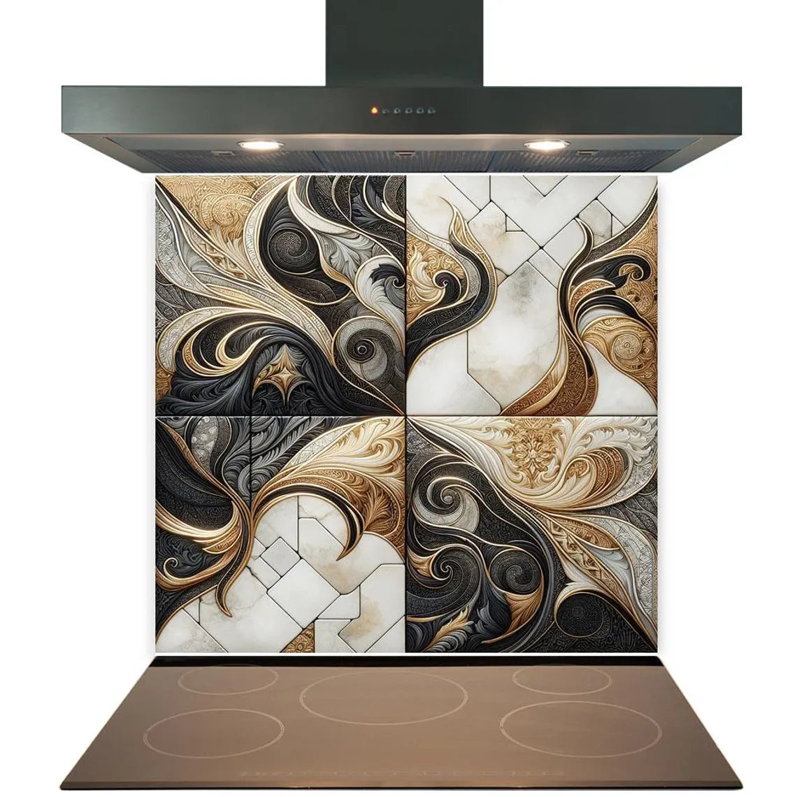 Patterned Tiles Glass Splashback