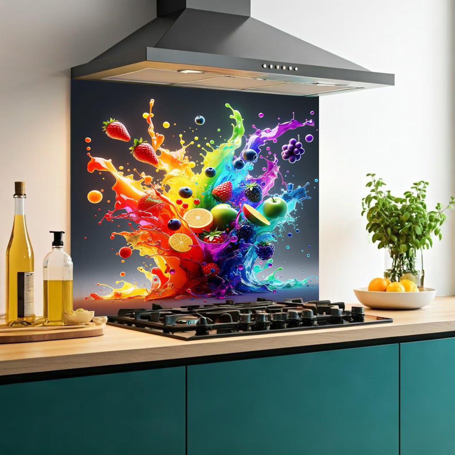 Rainbow Fruit Glass Splashback