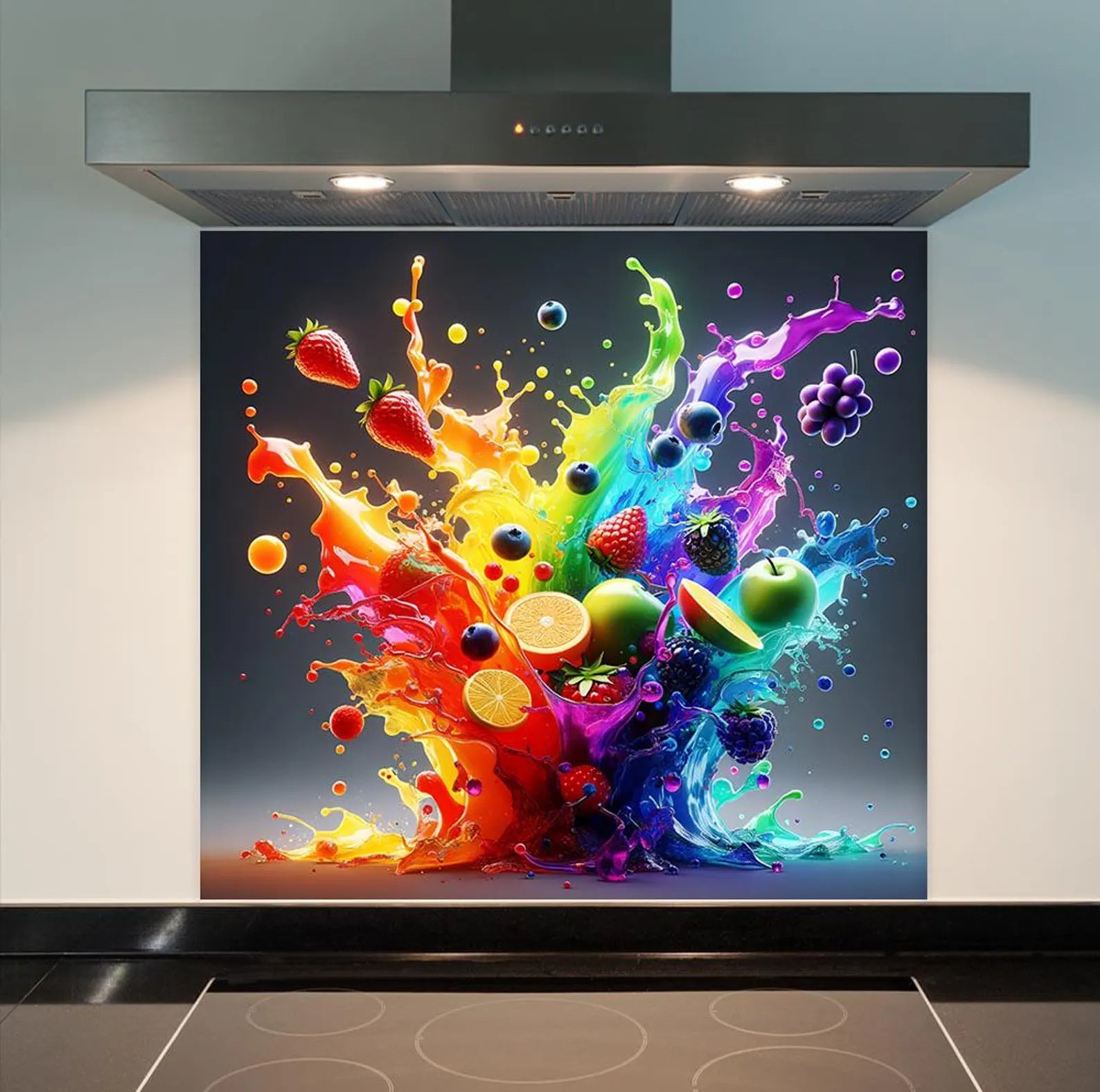 Rainbow Fruit Glass Splashback