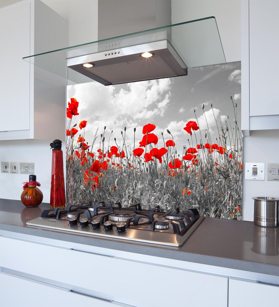 Red Poppies Glass Splashback