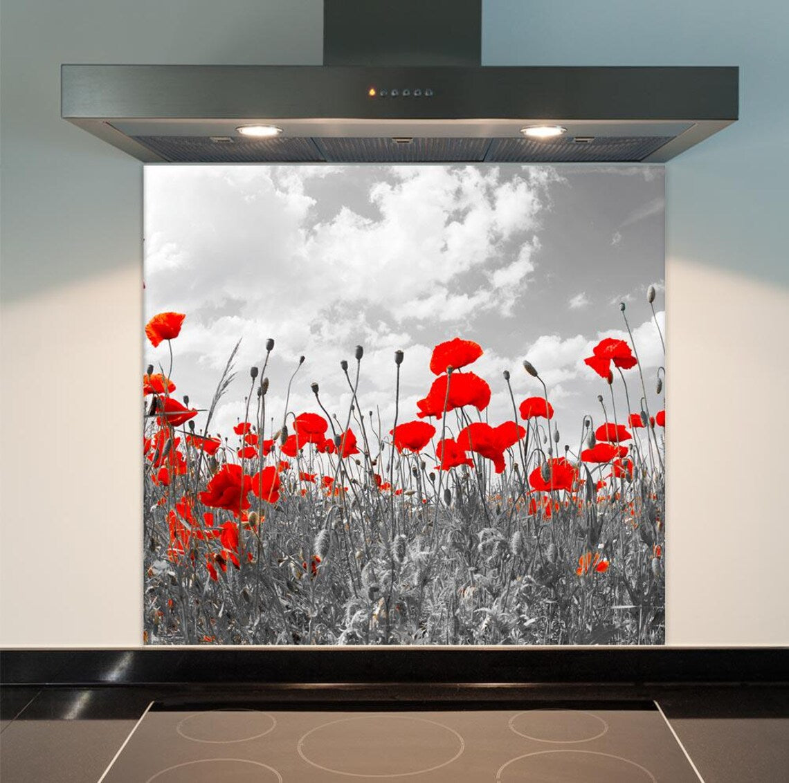 Red Poppies Glass Splashback