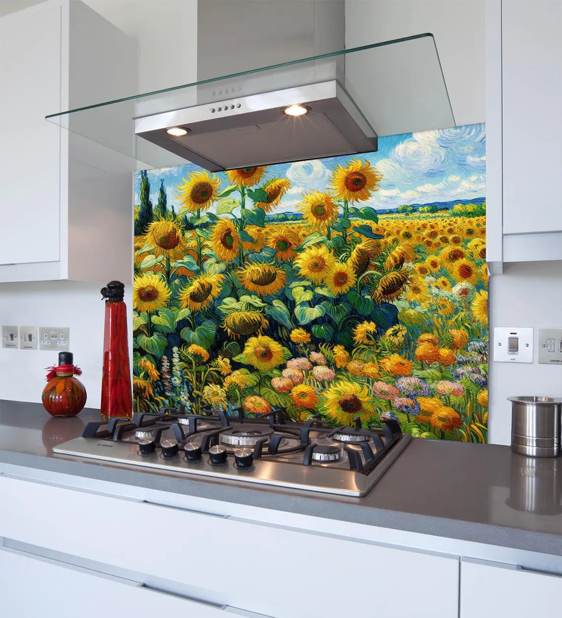 Sunflower Oils Glass Splashback