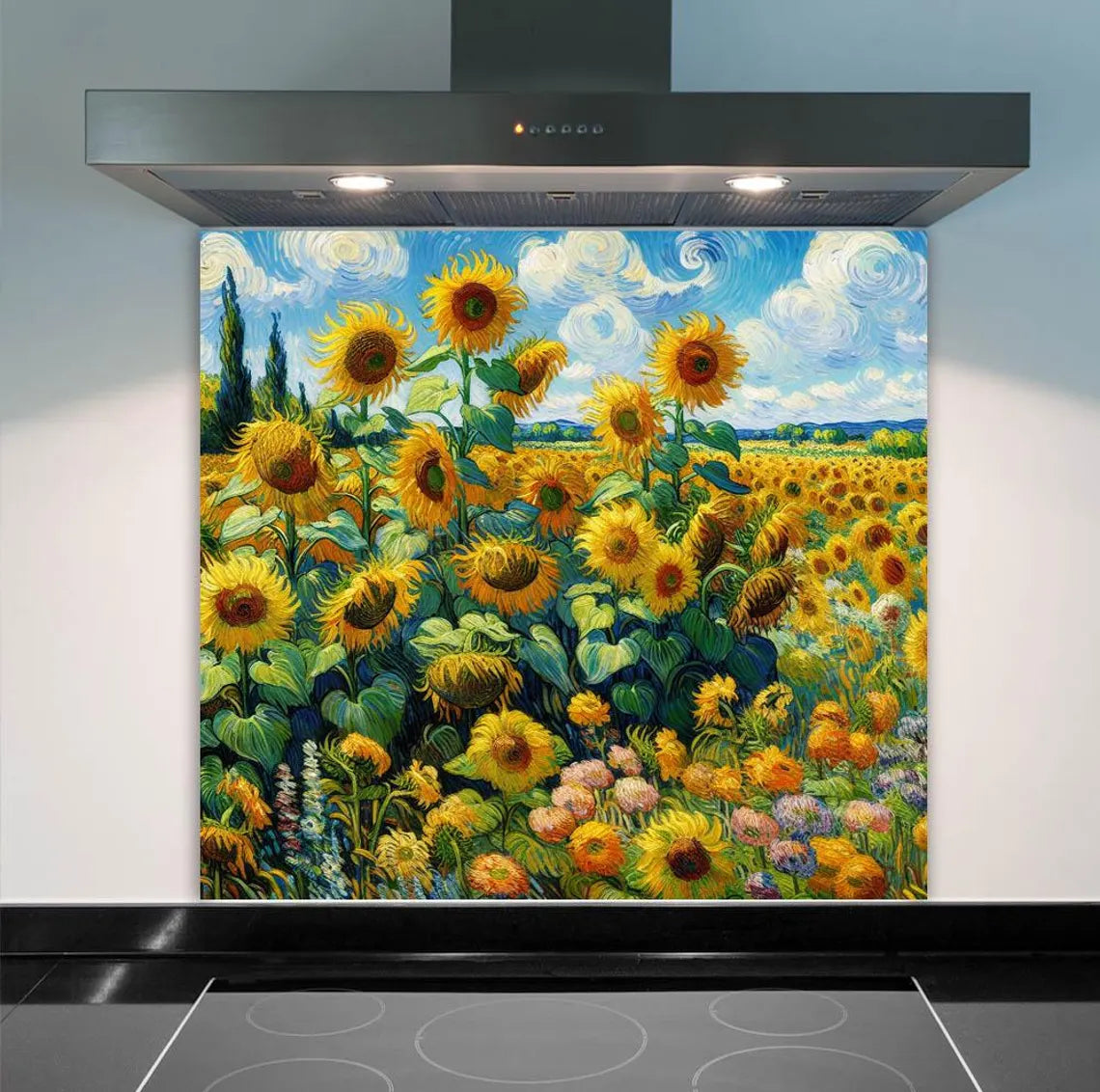 Sunflower Oils Glass Splashback