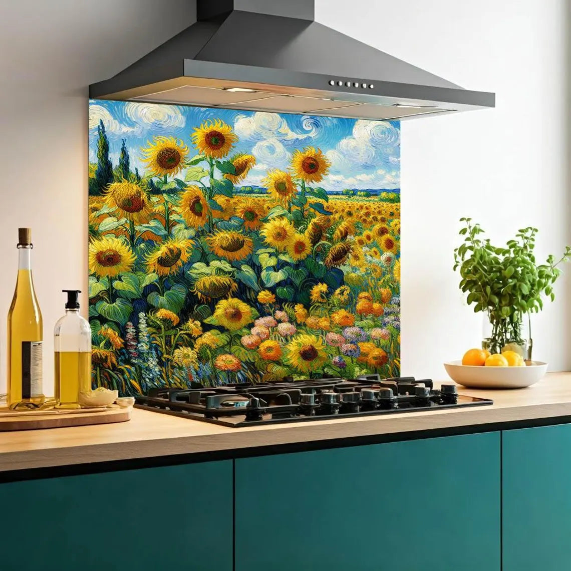 Sunflower Oils Glass Splashback