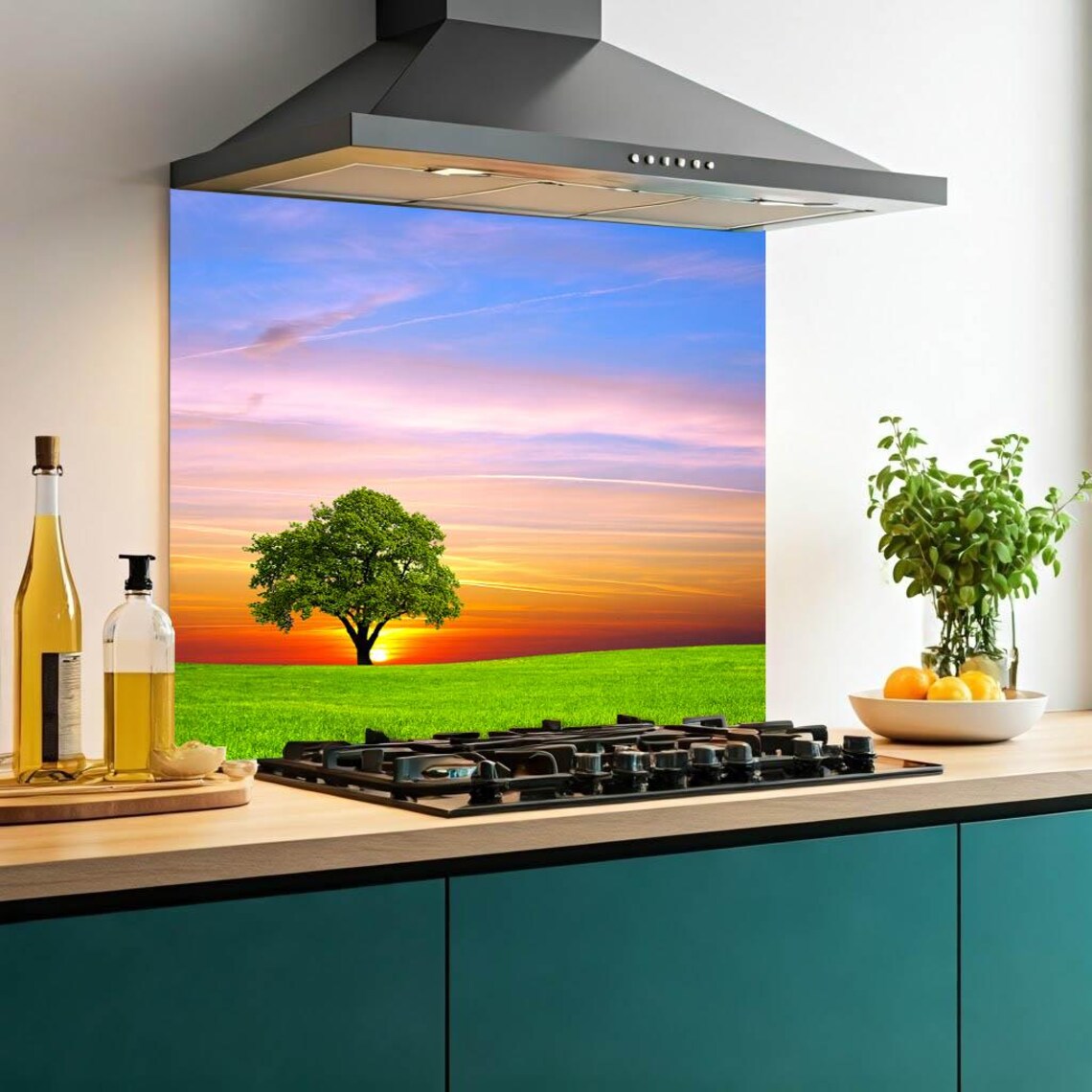 Sunset Trees 2 Glass Splashback
