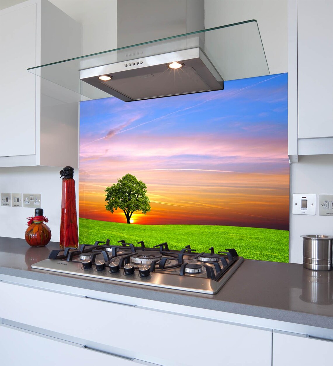 Sunset Trees 2 Glass Splashback