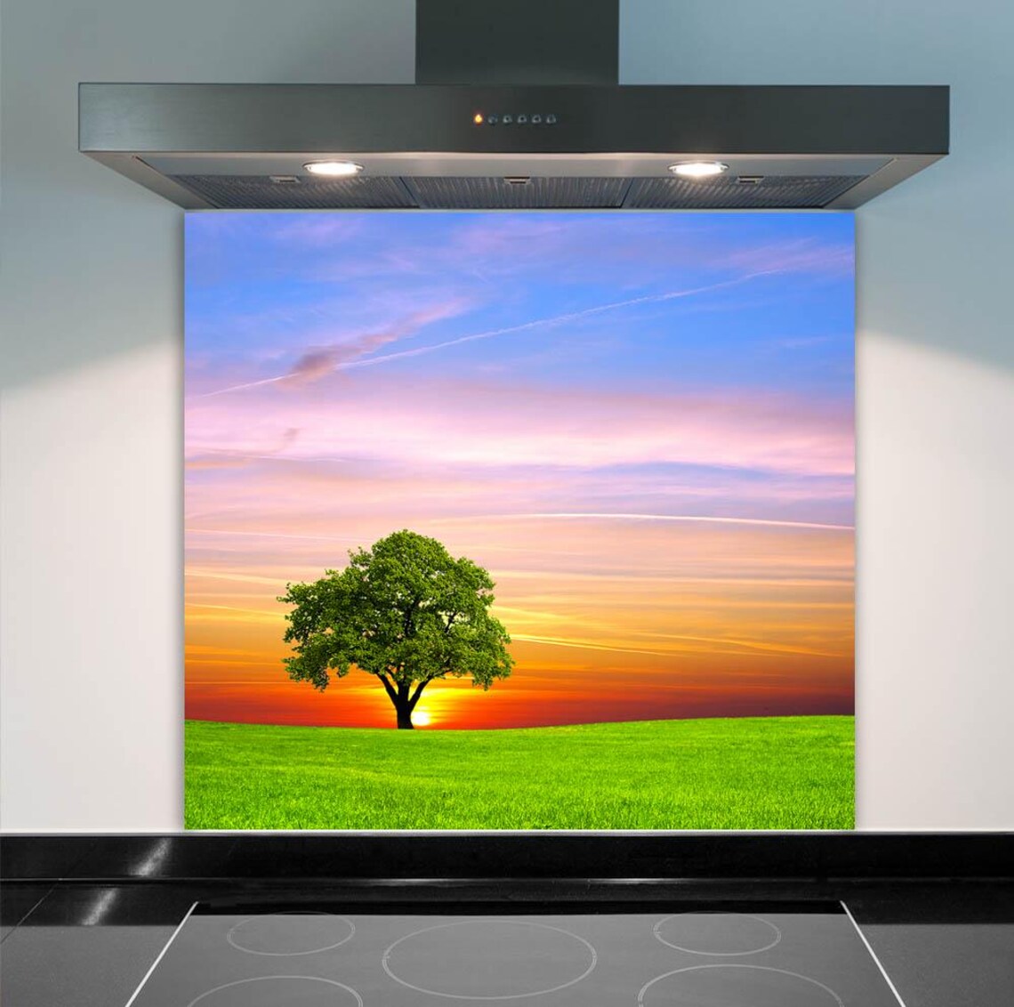 Sunset Trees 2 Glass Splashback