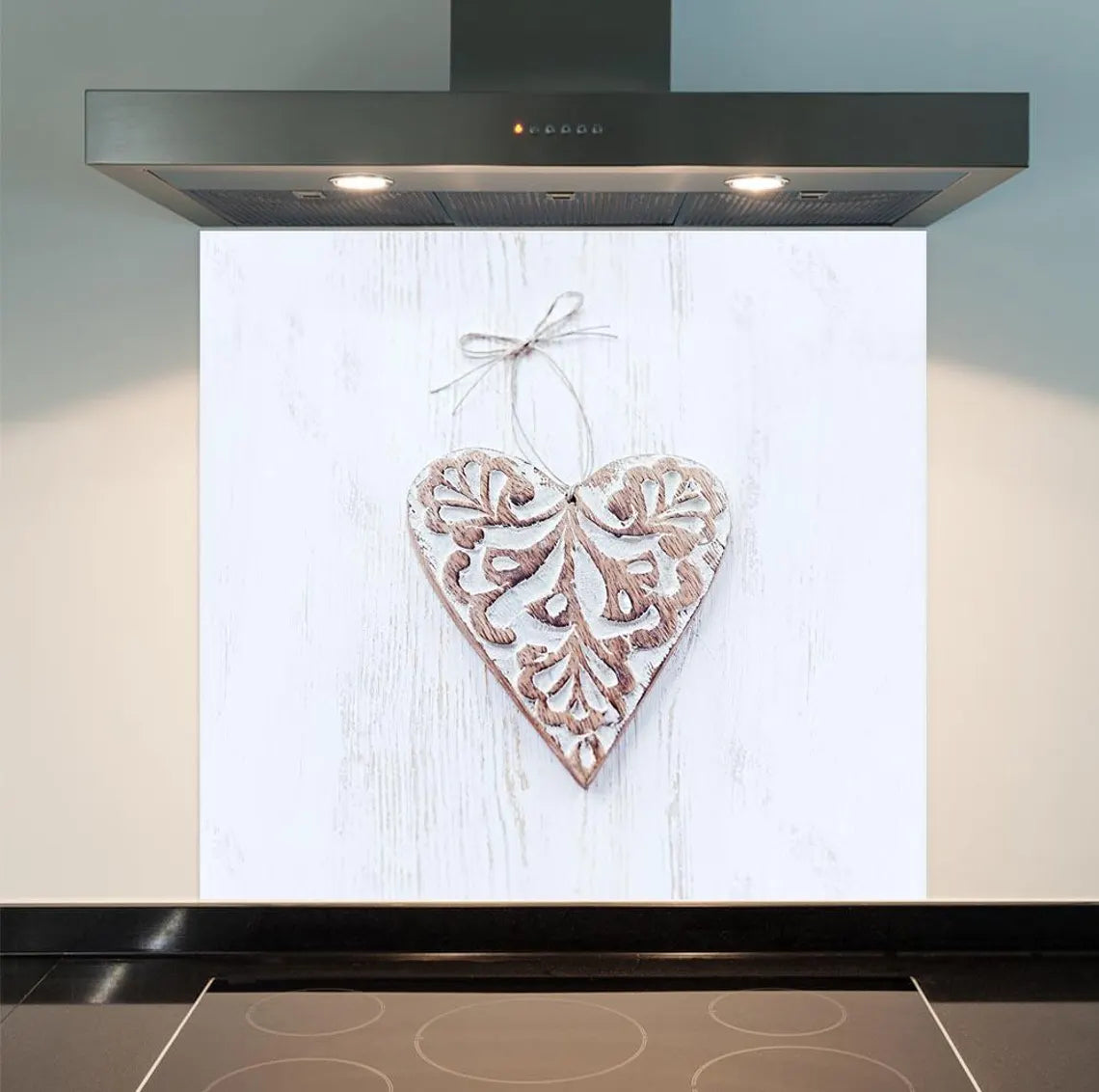 White Heart Glass Splashback
