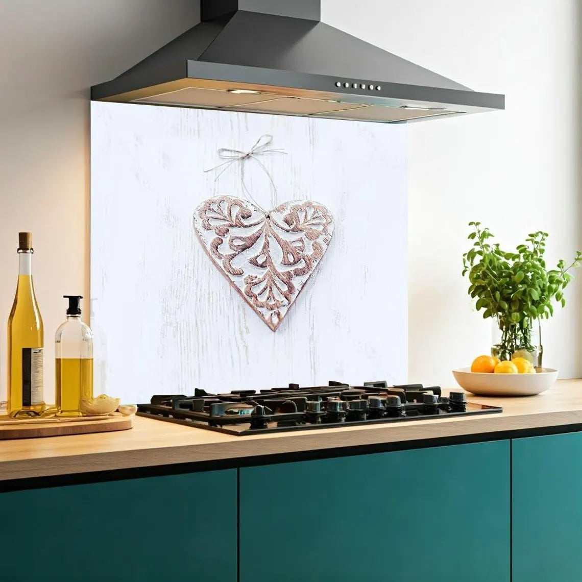 White Heart Glass Splashback