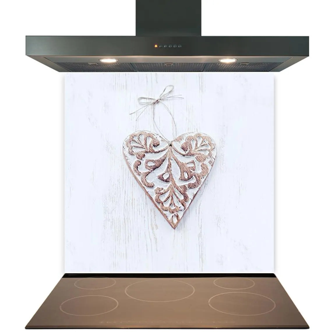 White Heart Glass Splashback