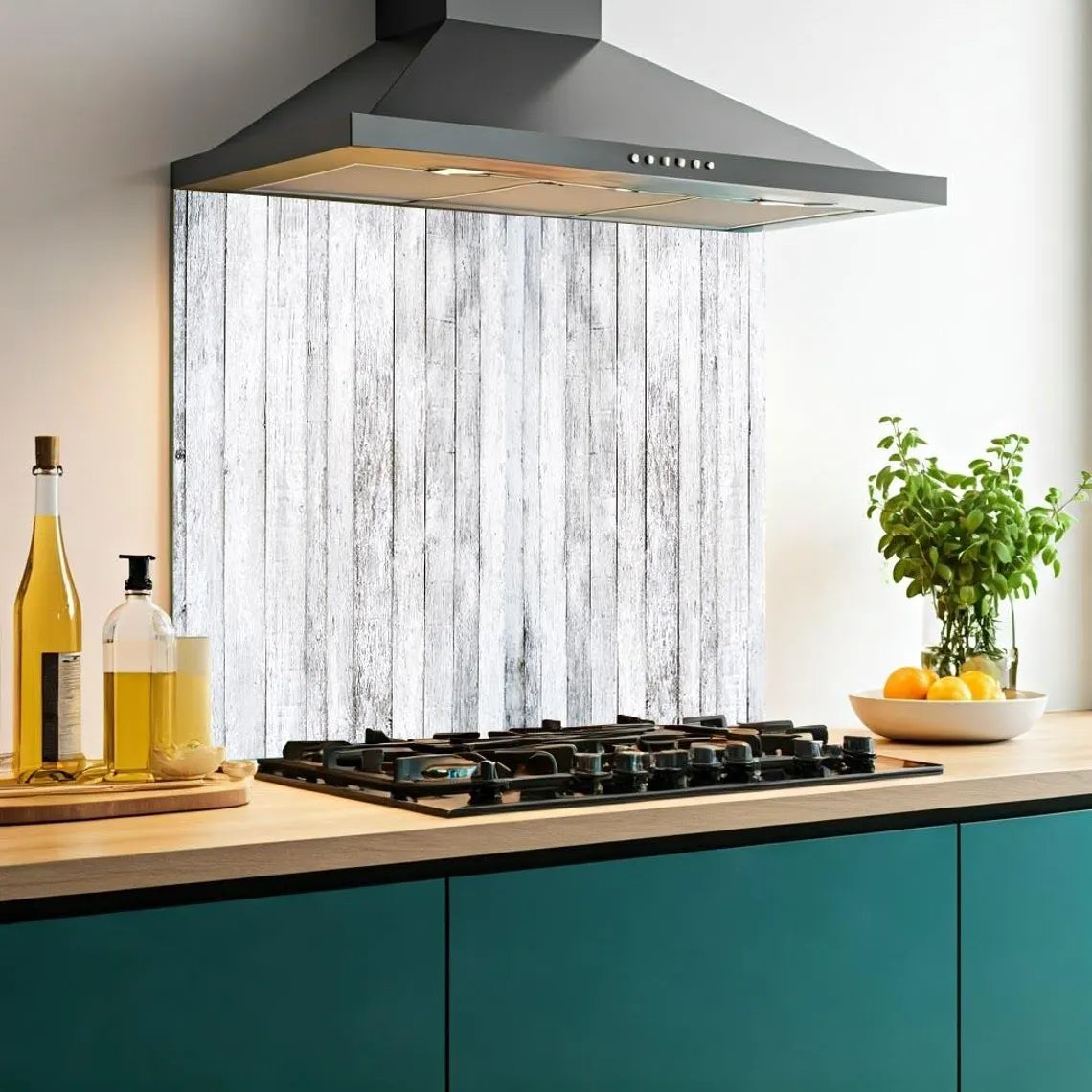 White Planks Glass Splashback