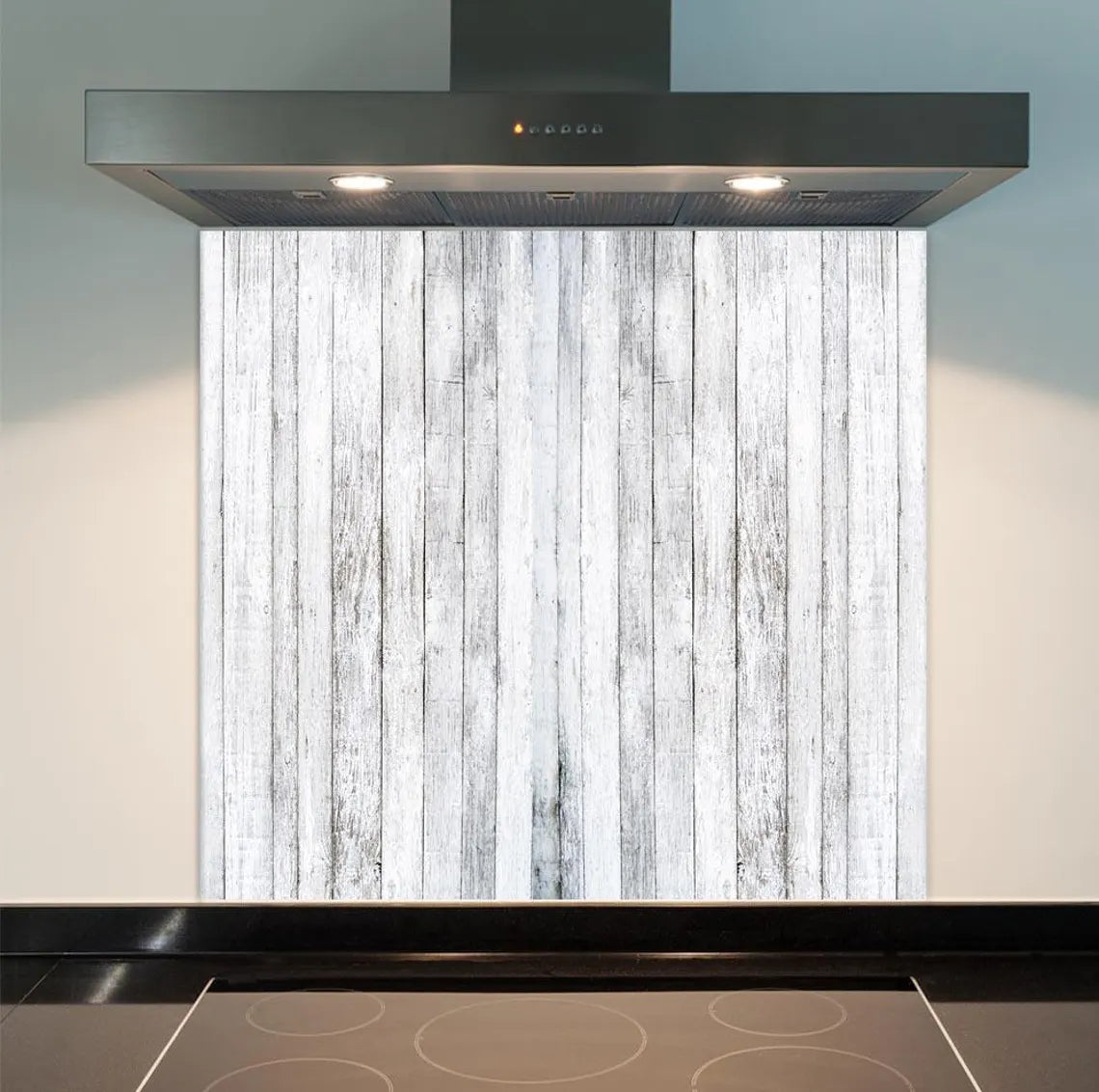 White Planks Glass Splashback