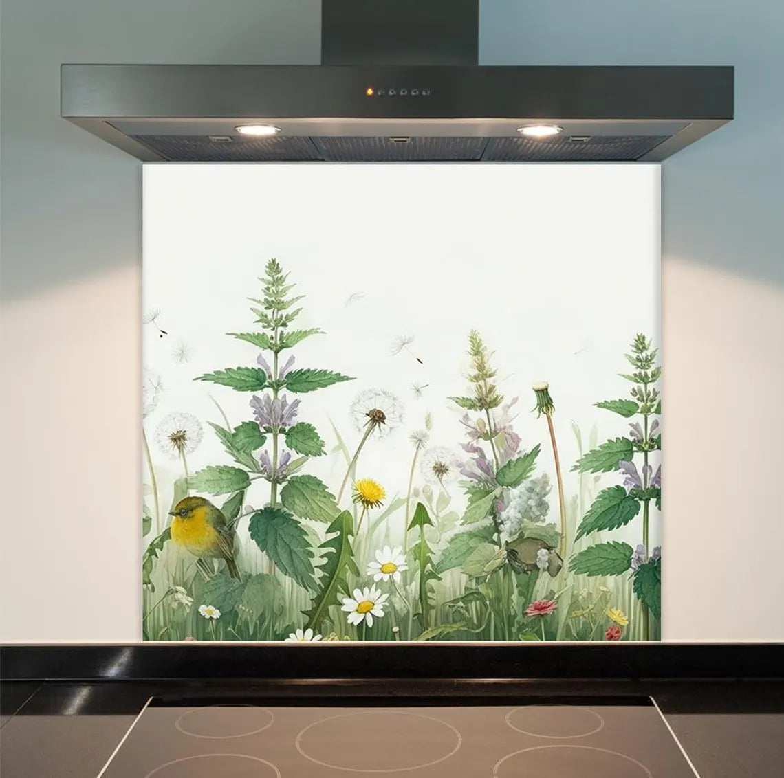 Yellow Tit Glass Splashback
